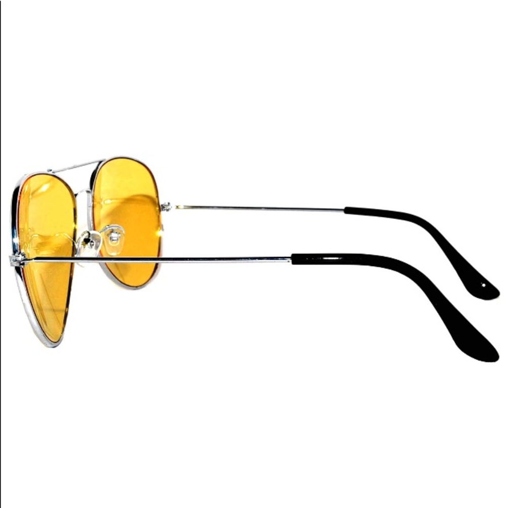 Retro Yellow Lens Silver Classic Aviator Sunnies - Picture 3 of 3
